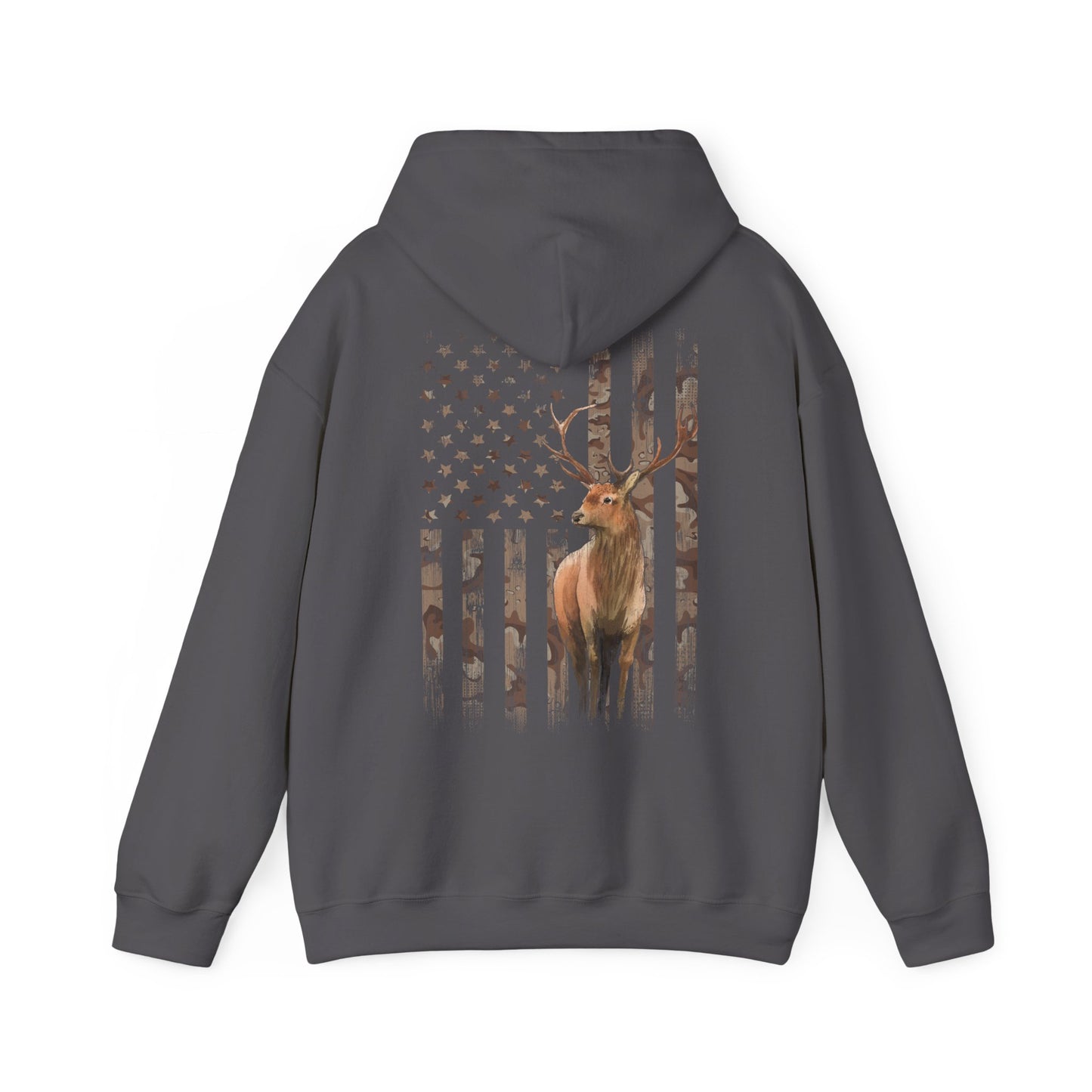 Deer Hunting Hoodie – Camo USA Hunting Season Lover, Whitetails Hunter Dad, Camouflage American Flag Pullover Hoodie