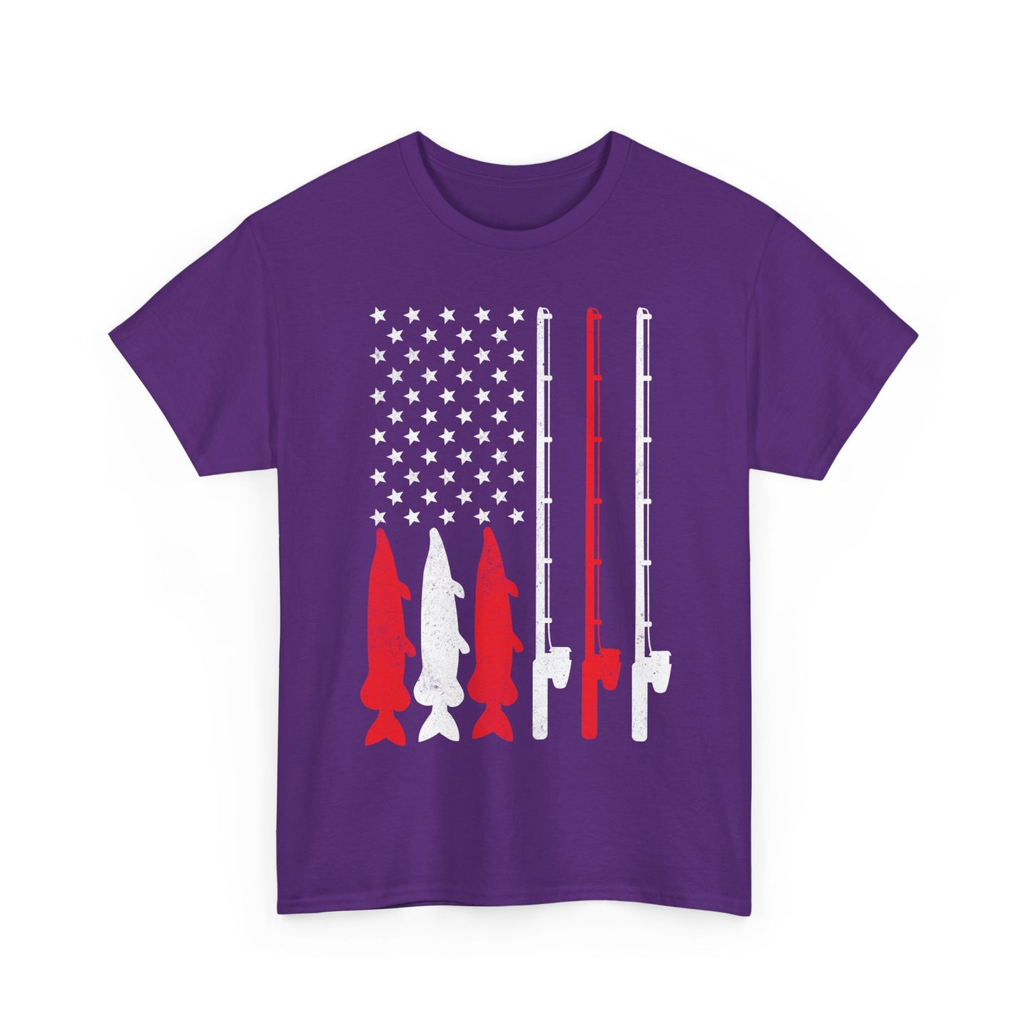Fishing Rod American Flag T-Shirt, Fishing Season Lovers Gift, Fisherman Fishing T-shirt