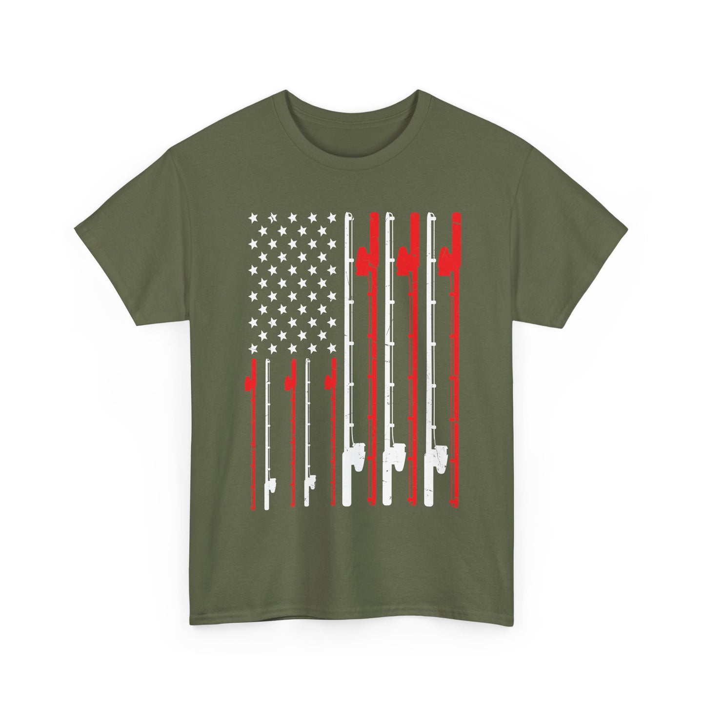Fishing T-Shirt, Fishing Rod American Flag, Fishing Lovers, Fishing Season Fisherman Shirt