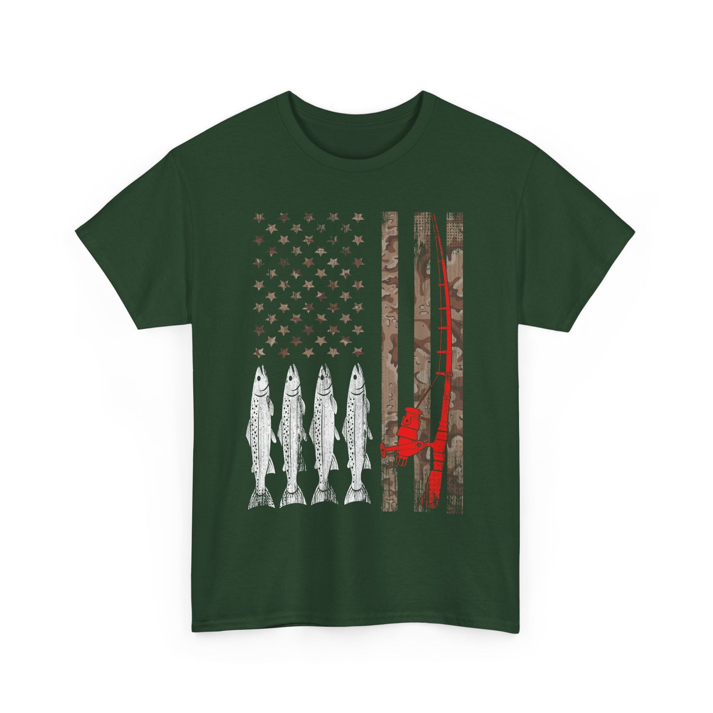 American Flag Fishing Rod T-Shirt, Fishing USA Flag, Fisherman Fishing Season Lovers Shirt