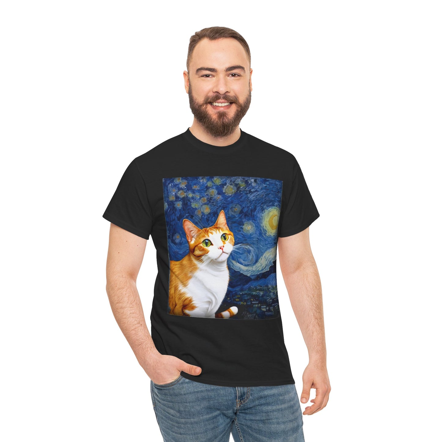 Cat T-Shirt, Cats Owner, Van Gogh Starry Night Cat Animals Lovers Gifts Shirt