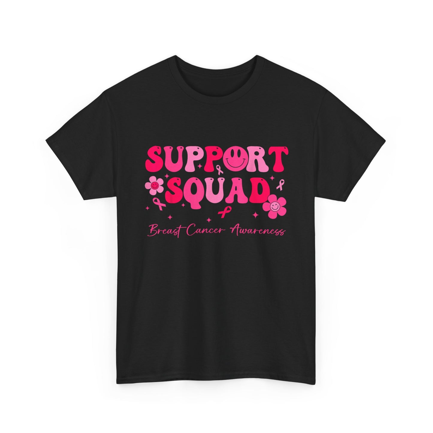 Breast Cancer Shirt, Support Squad, Breast Cancer Awareness Pink Ribbon T-Shirt
