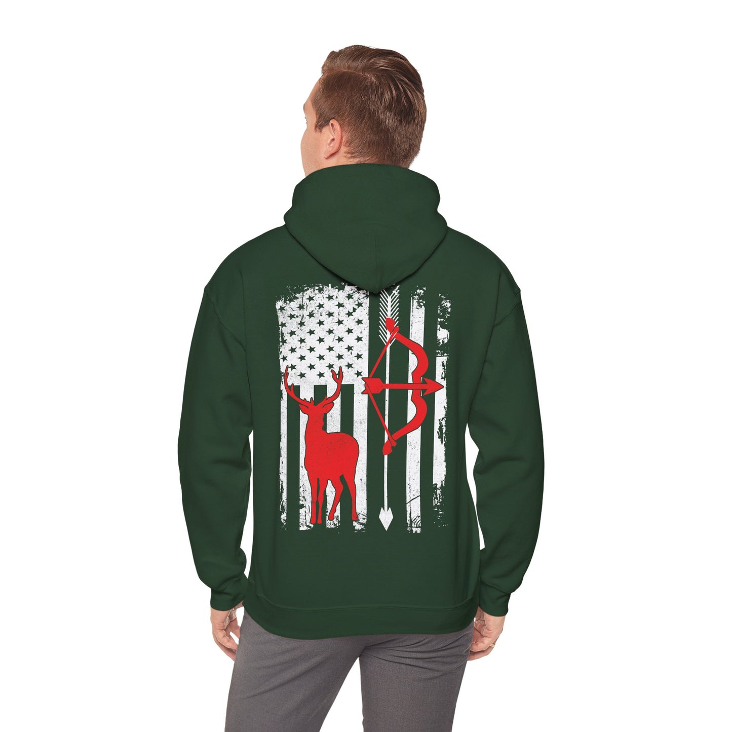 Deer Hunting Hoodie - Hunting Season Lovers, Whitetails Hunter Dad, Camouflage American Flag Hoodie