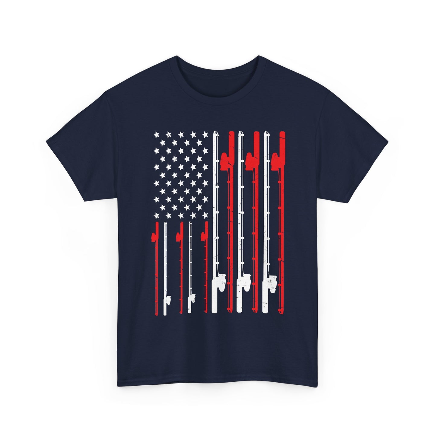 Fishing T-Shirt, Fishing Rod American Flag, Fishing Lovers, Fishing Season Fisherman Shirt