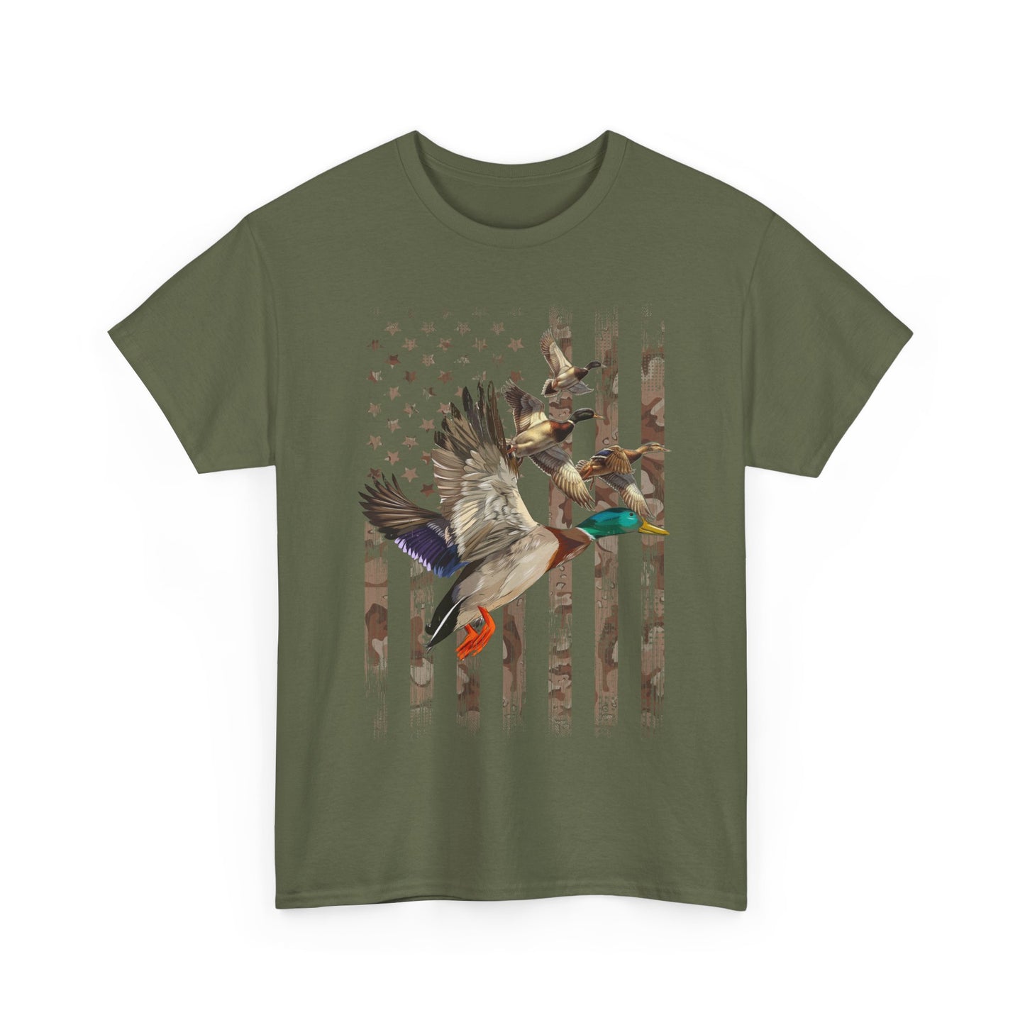 Duck Hunting Lovers Gift Shirt, Duck Hunter American Flag Waterfowl Hunting Camouflage Men T-Shirt