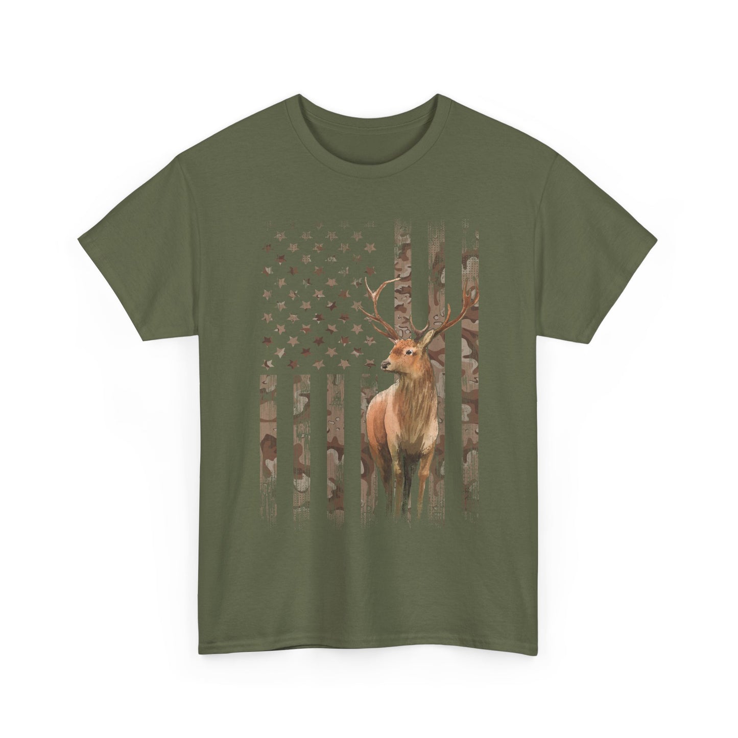 Deer Hunting Shirt - Camo USA Hunting Season Lover, Whitetails Hunter Dad, Camouflage American Flag T-Shirt