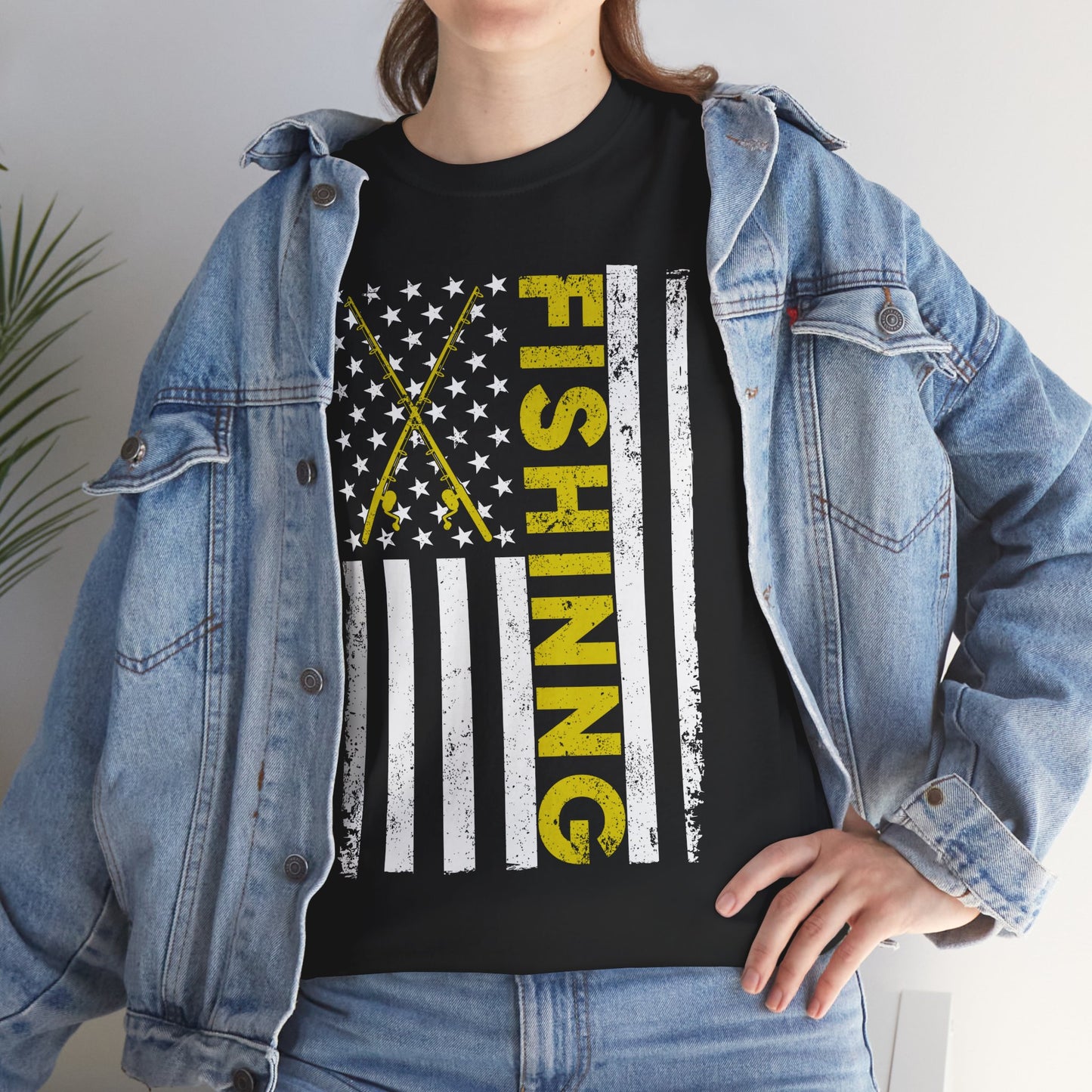 Fishing American Flag T-Shirt, Fishing Rod, Fishing Season Lovers Gift T-Shirt