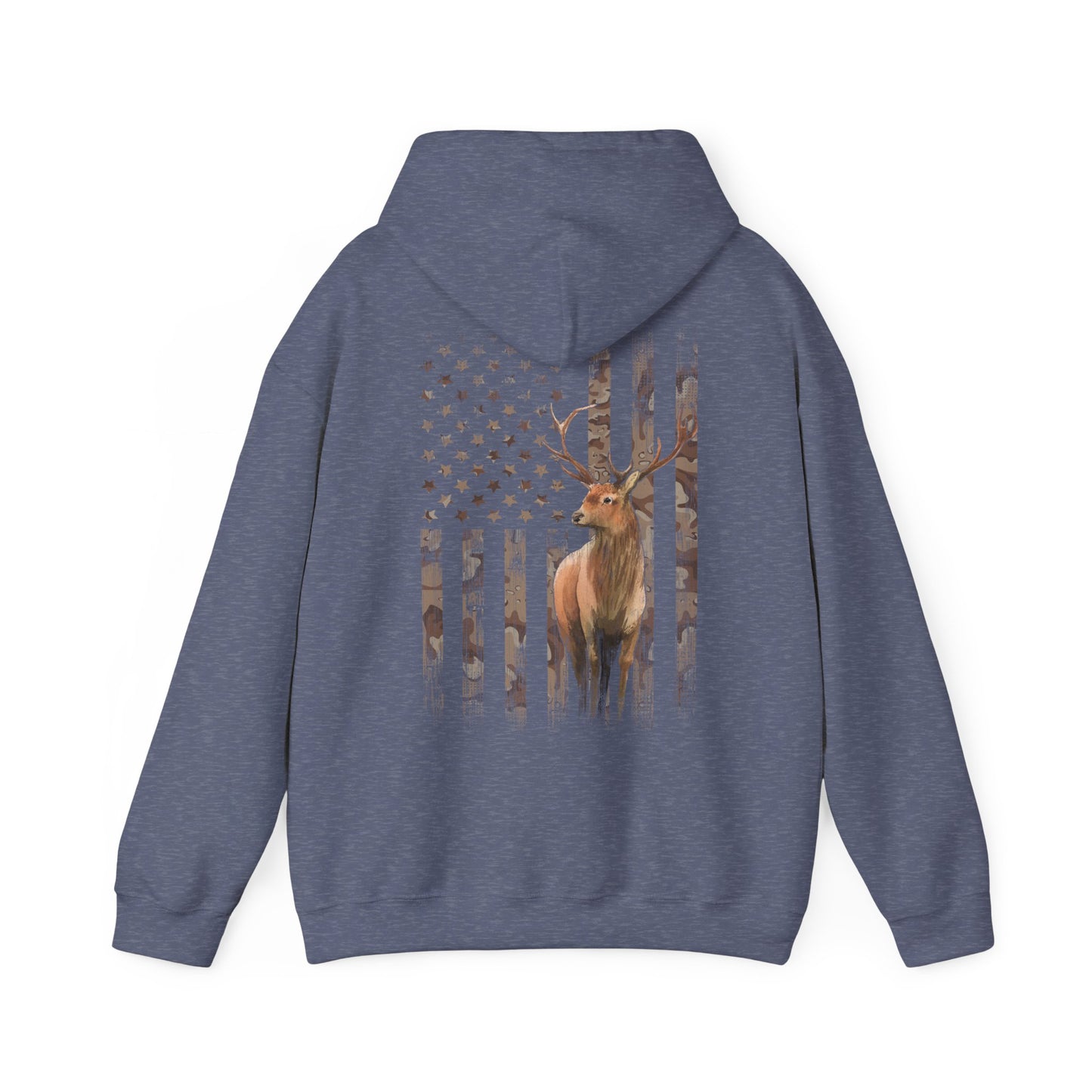 Deer Hunting Hoodie – Camo USA Hunting Season Lover, Whitetails Hunter Dad, Camouflage American Flag Pullover Hoodie