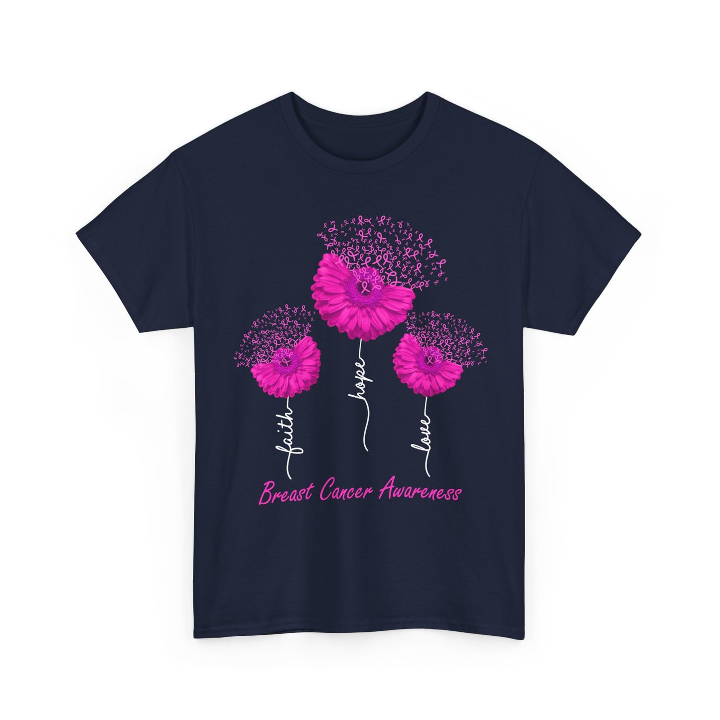 Breast Cancer Awareness T-Shirt, Faith Hope Love Sunflower Pink Ribbon Women Shirt