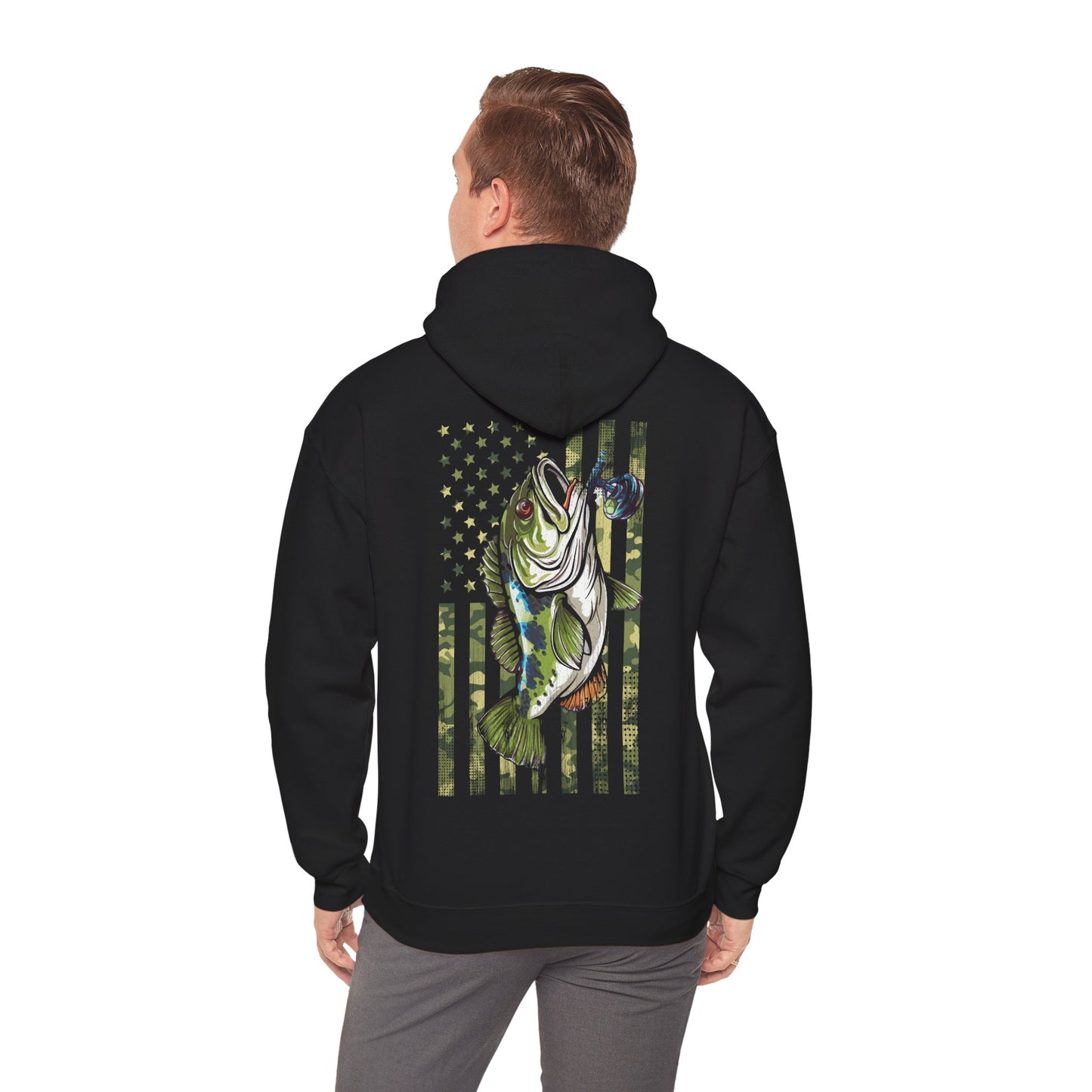 Fisherman Hoodie, American Flag Camouflage Fishing, Fishing Season Lovers Camo Hoodie
