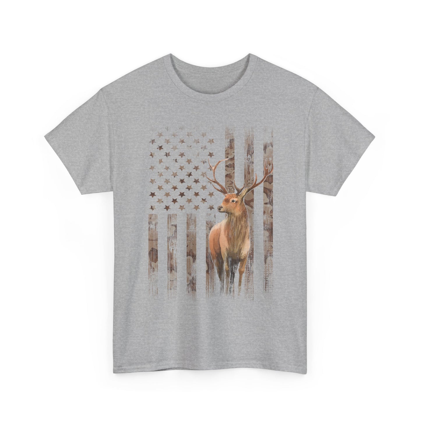 Deer Hunting Shirt - Camo USA Hunting Season Lover, Whitetails Hunter Dad, Camouflage American Flag T-Shirt