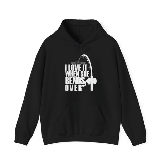 Fisherman Hoodie, Fishing Rod, Fishing Season Lovers I Love It When She Bends Over Hoodie
