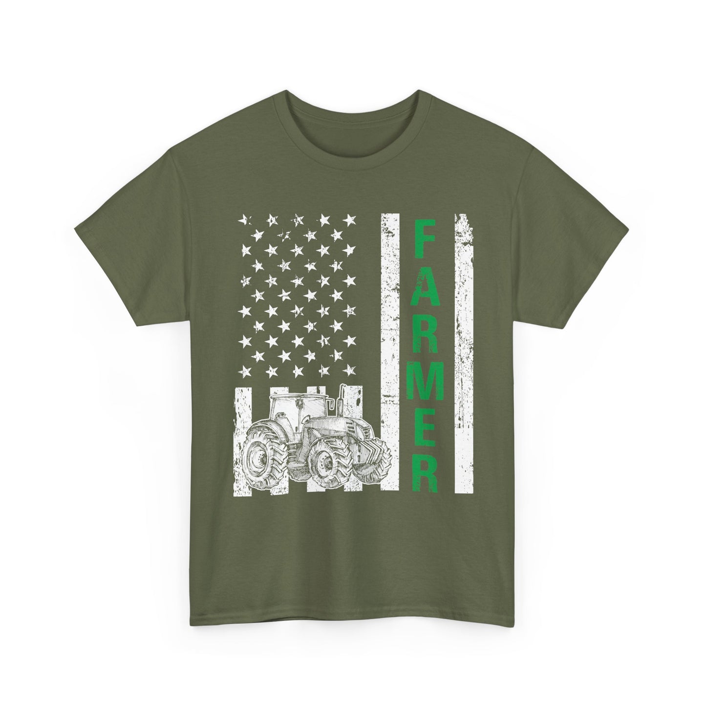 Farmer American Flag T-Shirt, Farming Tractor Lovers Gifts, Farmer Dad Men T-Shirt