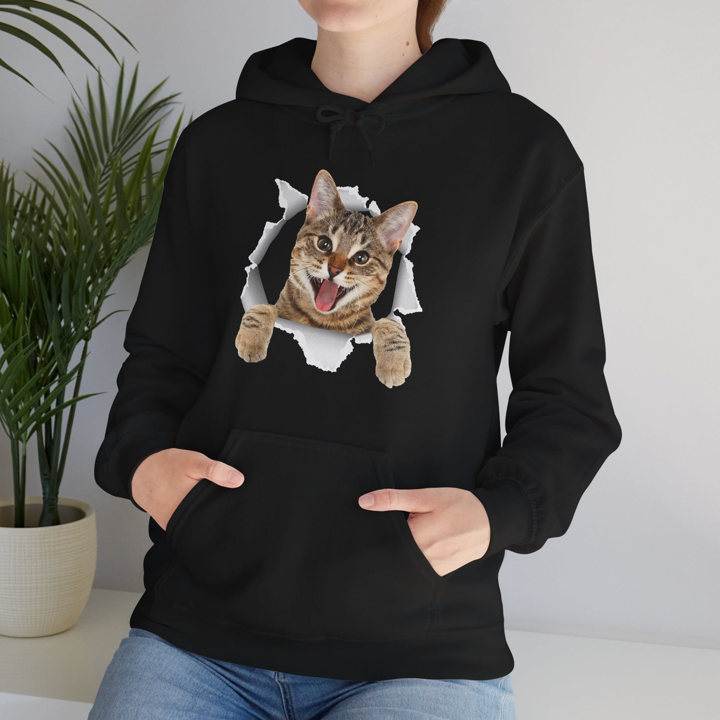 Cat Hoodie, Cat Torn Cloth, Cats Owner Kitten Lovers Gifts Women Men Cute Hoodie