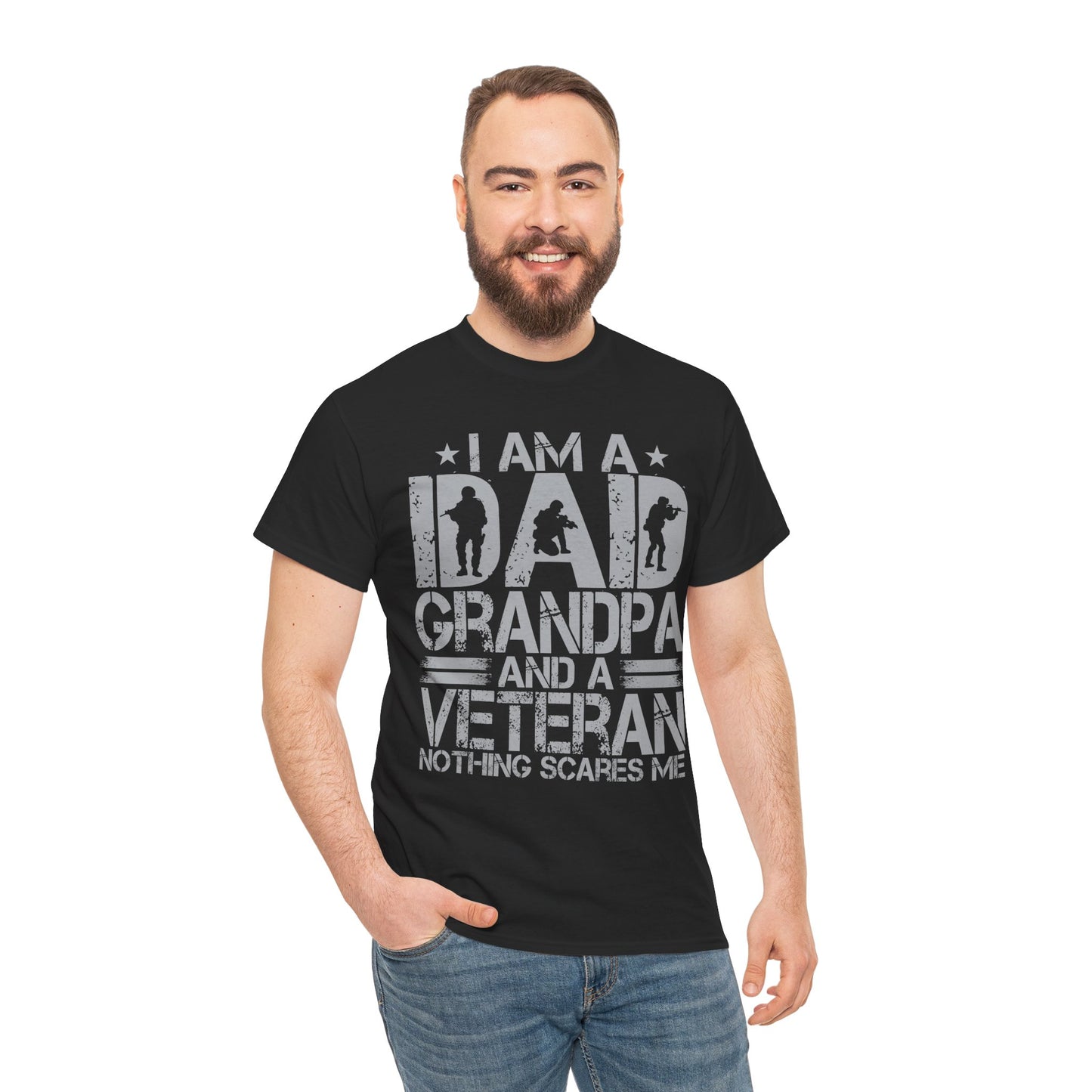 Veteran Dad Grandpa Shirt, I'm a Dad Grandpa and a Veteran Nothing Scares Me T-Shirt