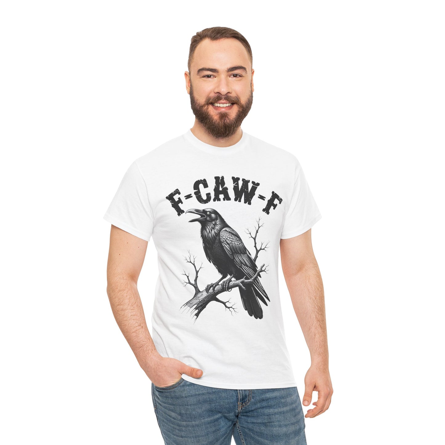 Funny F-CAW-F Crow T-Shirt, Black Crow Gothic Adult Humor T-Shirt