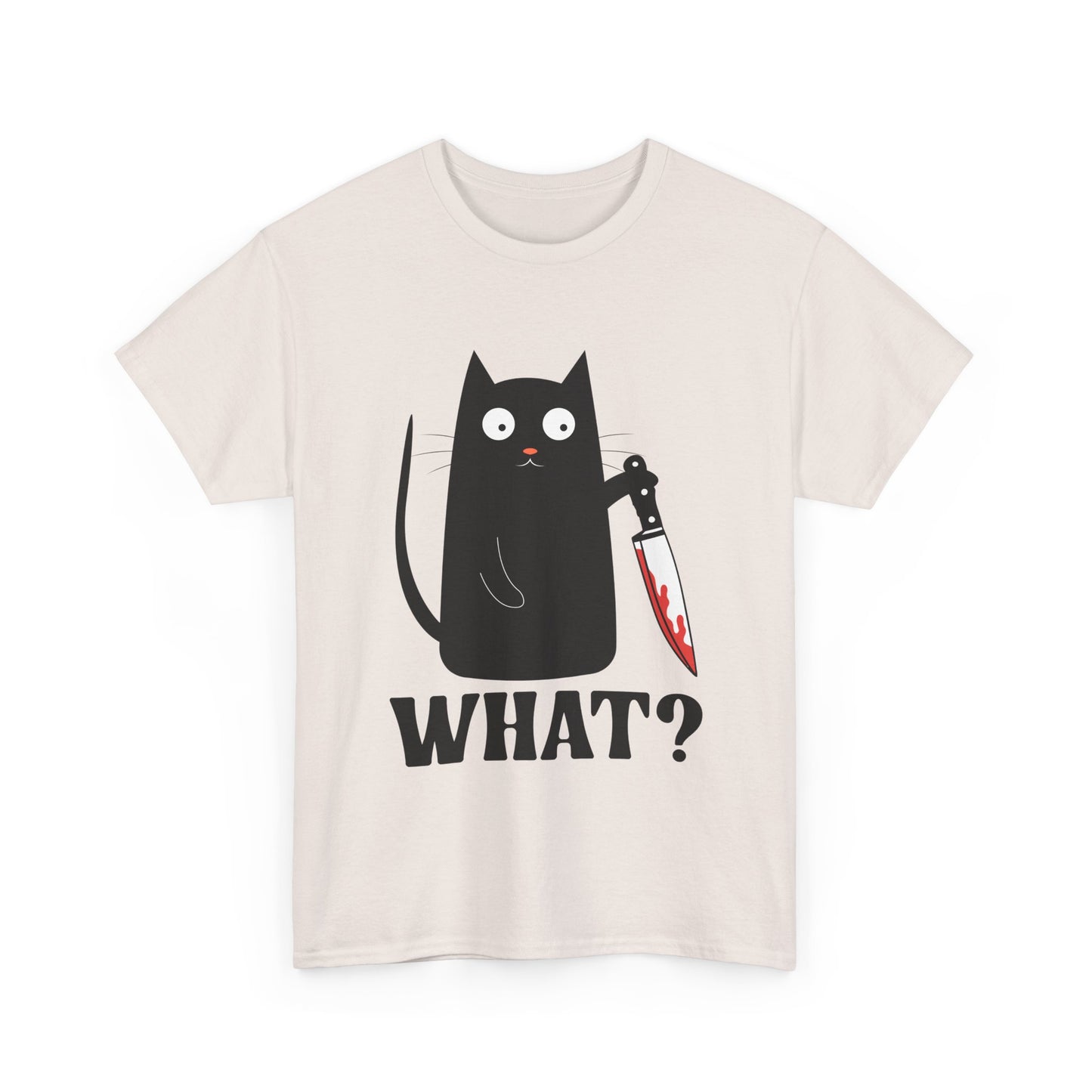 Cat What? T-Shirt, Murderous Cat With Knife, Cats Owner Women Men Funny Shirt