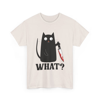 Cat What? T-Shirt, Murderous Cat With Knife, Cats Owner Women Men Funny Shirt