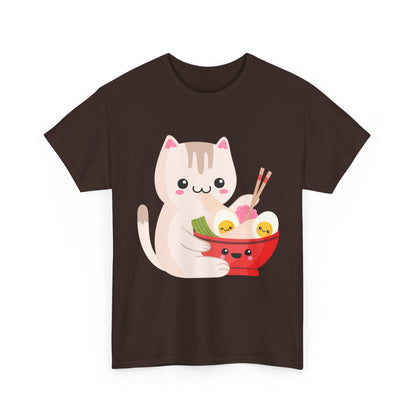 Kawaii Cat Shirt, Cat Eating Ramen, Japanese Food Lovers Anime Fans Gifts T-Shirt