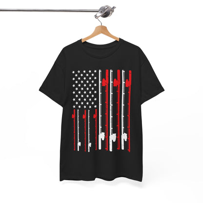 Fishing T-Shirt, Fishing Rod American Flag, Fishing Lovers, Fishing Season Fisherman Shirt