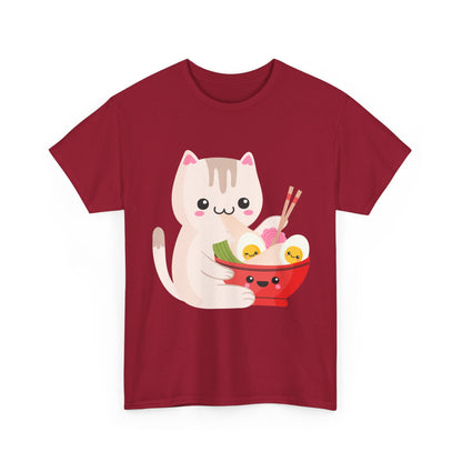 Kawaii Cat Shirt, Cat Eating Ramen, Japanese Food Lovers Anime Fans Gifts T-Shirt