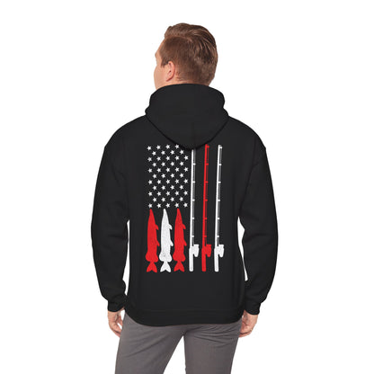 Fishing Rod American Flag Hoodie, Fishing Season Lovers Gift, Fisherman Fishing Hoodie