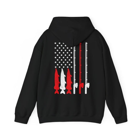 Fishing Rod American Flag Hoodie, Fishing Season Lovers Gift, Fisherman Fishing Hoodie