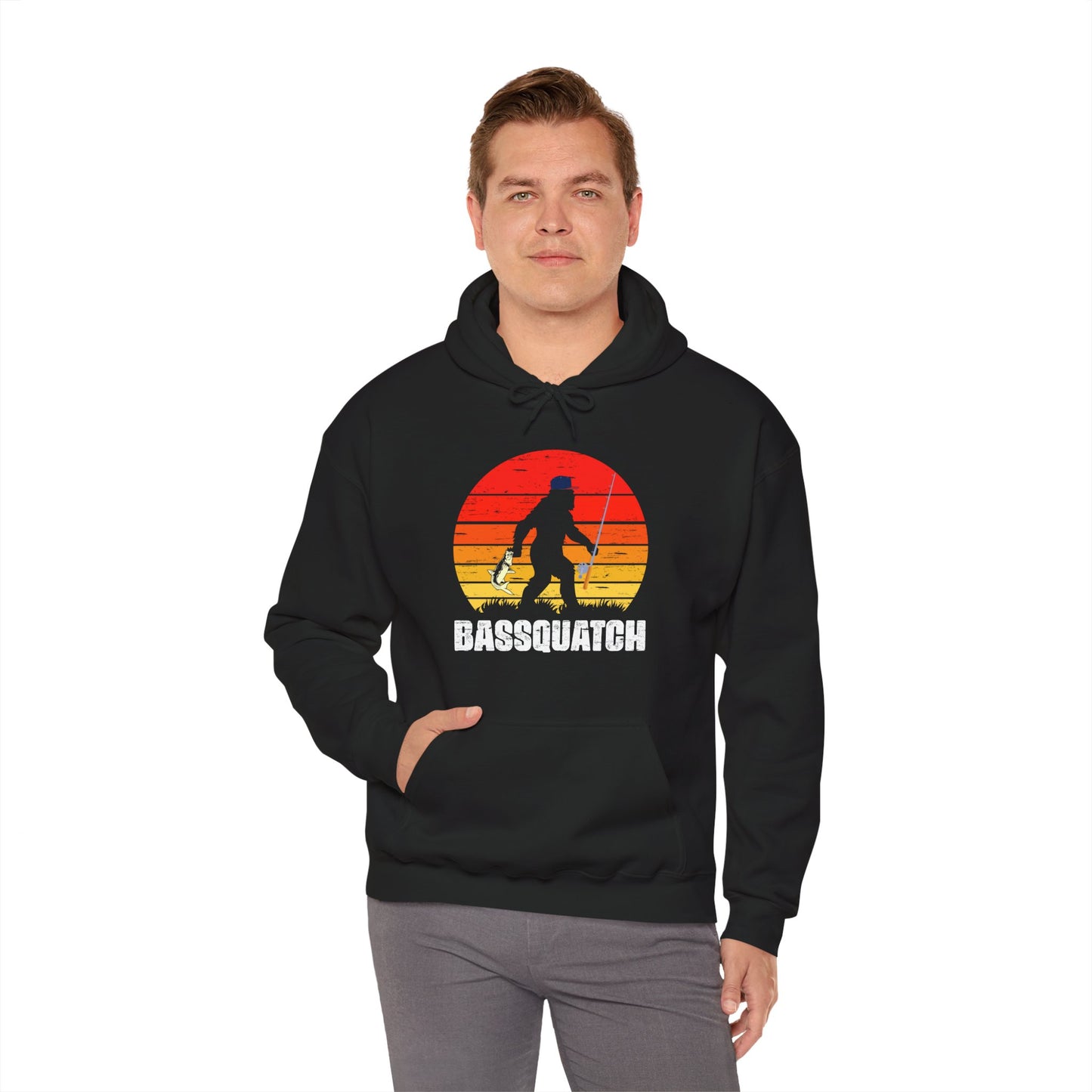 Bigfoot Fishing Hoodie, Bassquatch Sasquatch Fishing, Fishing Bigfoot Lovers Hoodie
