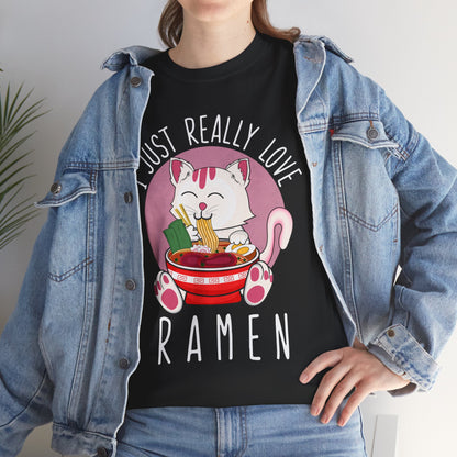 Kawaii Cat Shirt, I Just Really Love Ramen, Cats Japanese Food Lovers Funny T-Shirt