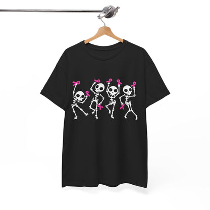Breast Cancer Pink Ribbon T-Shirt, Dabbing Skeleton Breast Cancer Awareness T-Shirt