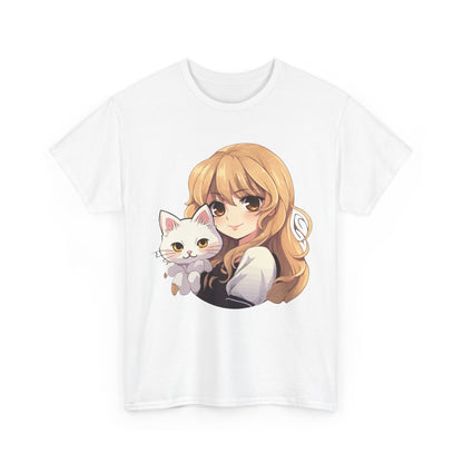Anime Girl with Kawaii Cat Shirt, Otaku Japan Culture Loves Gifts Women Girls T-Shirt