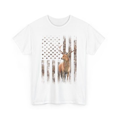Deer Hunting Shirt - Camo USA Hunting Season Lover, Whitetails Hunter Dad, Camouflage American Flag T-Shirt