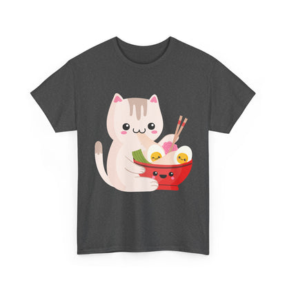Kawaii Cat Shirt, Cat Eating Ramen, Japanese Food Lovers Anime Fans Gifts T-Shirt
