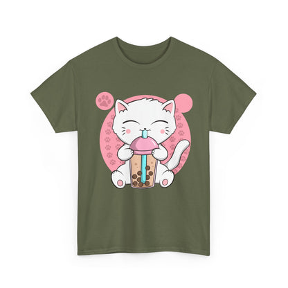 Anime Cat Shirt, Boba Cat Bubble Tea Neko, Japanese Kawaii Cat Lovers Gifts Shirt