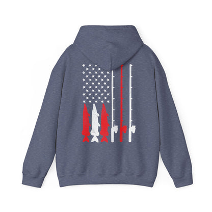 Fishing Rod American Flag Hoodie, Fishing Season Lovers Gift, Fisherman Fishing Hoodie
