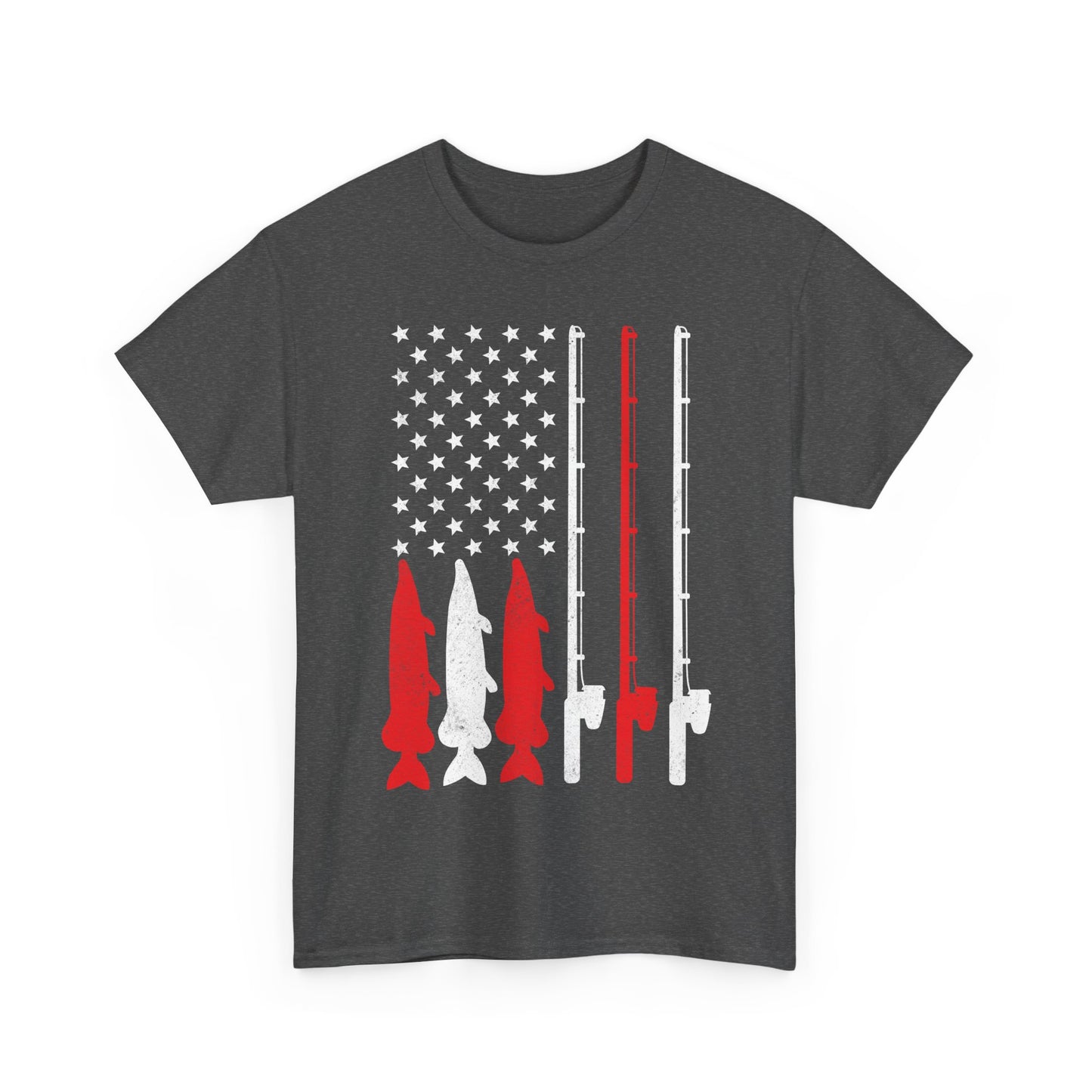 Fishing Rod American Flag T-Shirt, Fishing Season Lovers Gift, Fisherman Fishing T-shirt