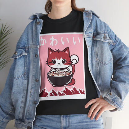 Anime Cat Shirt, Kawaii Cat Lovers Gifts, Japanese Art Woodblock Kitten T-Shirt
