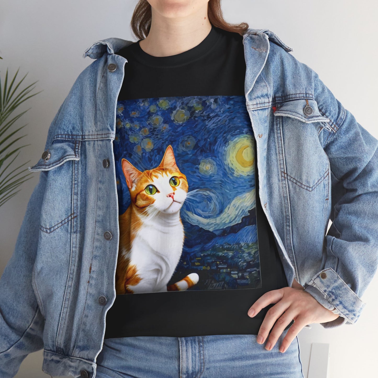 Cat T-Shirt, Cats Owner, Van Gogh Starry Night Cat Animals Lovers Gifts Shirt
