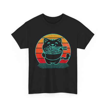 Anime Cat Shirt, Ramen Kawaii Cat Lovers Gifts, Japanese Noodles Synthwave T-Shirt