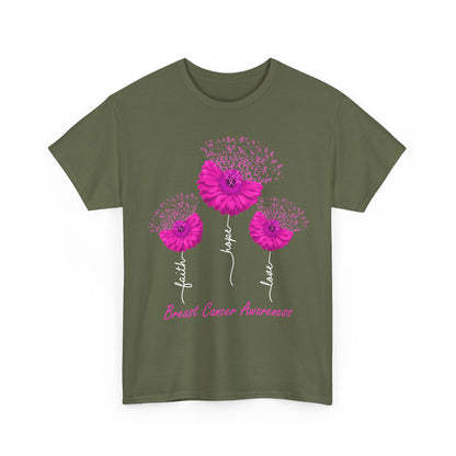 Breast Cancer Awareness T-Shirt, Faith Hope Love Sunflower Pink Ribbon Women Shirt