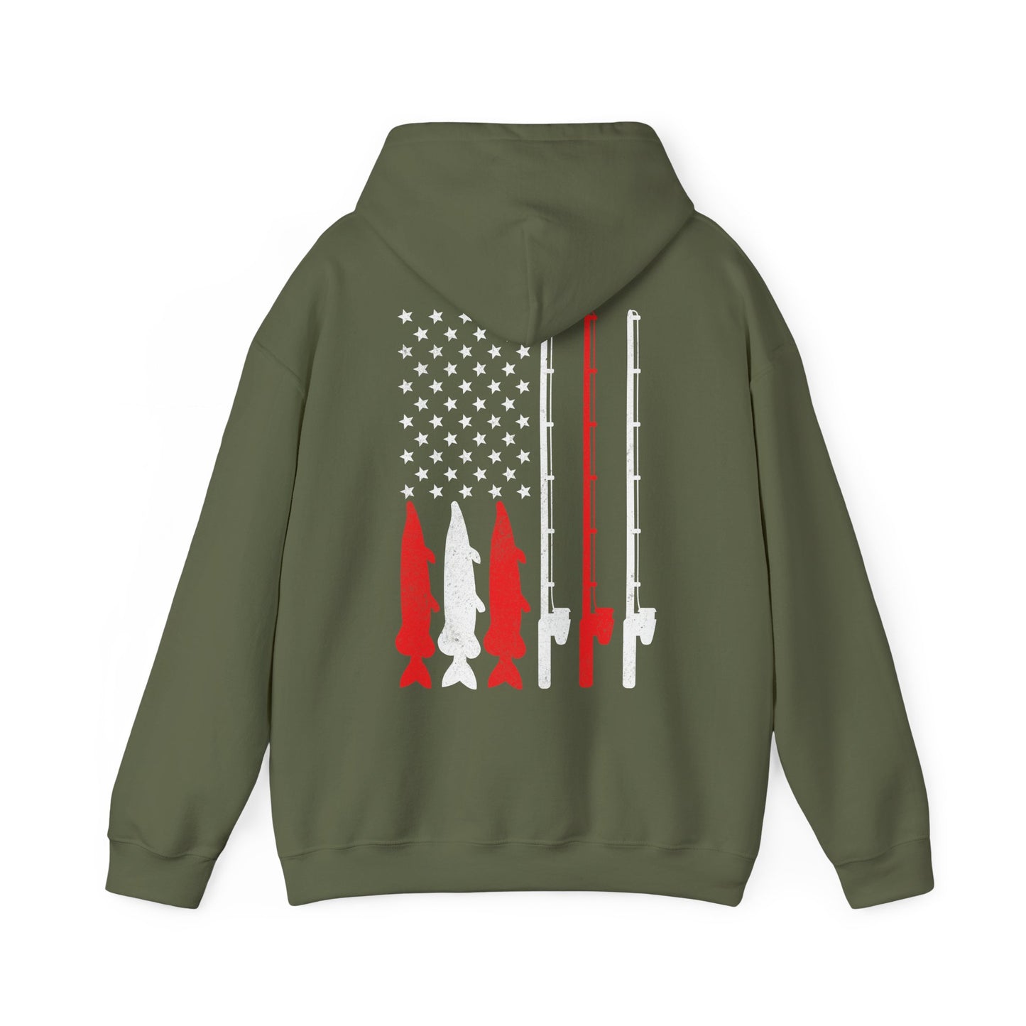 Fishing Rod American Flag Hoodie, Fishing Season Lovers Gift, Fisherman Fishing Hoodie