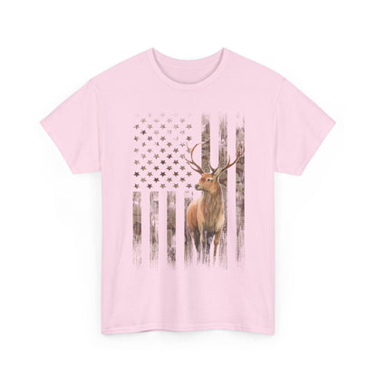 Deer Hunting Shirt - Camo USA Hunting Season Lover, Whitetails Hunter Dad, Camouflage American Flag T-Shirt