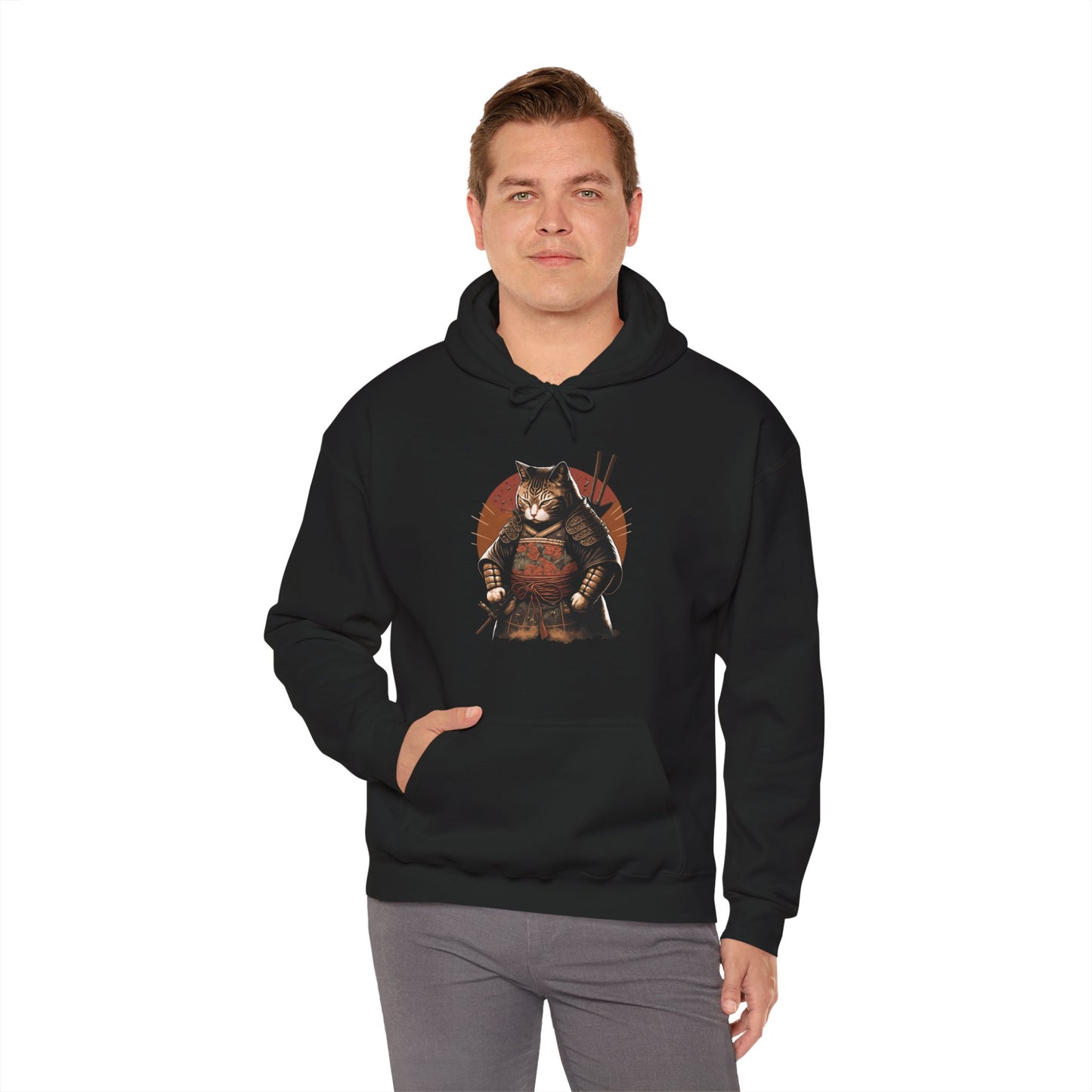 Samurai Cat Hoodie, Japanese Culture Lovers, Ninja Cat Funny Women Men Hoodie