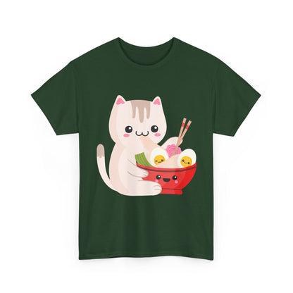 Kawaii Cat Shirt, Cat Eating Ramen, Japanese Food Lovers Anime Fans Gifts T-Shirt
