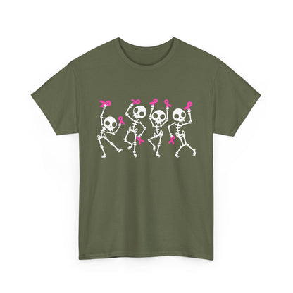 Breast Cancer Pink Ribbon T-Shirt, Dabbing Skeleton Breast Cancer Awareness T-Shirt