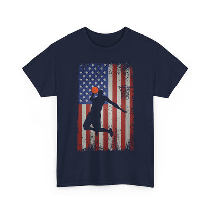 Basketball Player American Flag T-Shirt, Basketball Sports Lovers Women Men T-Shirt