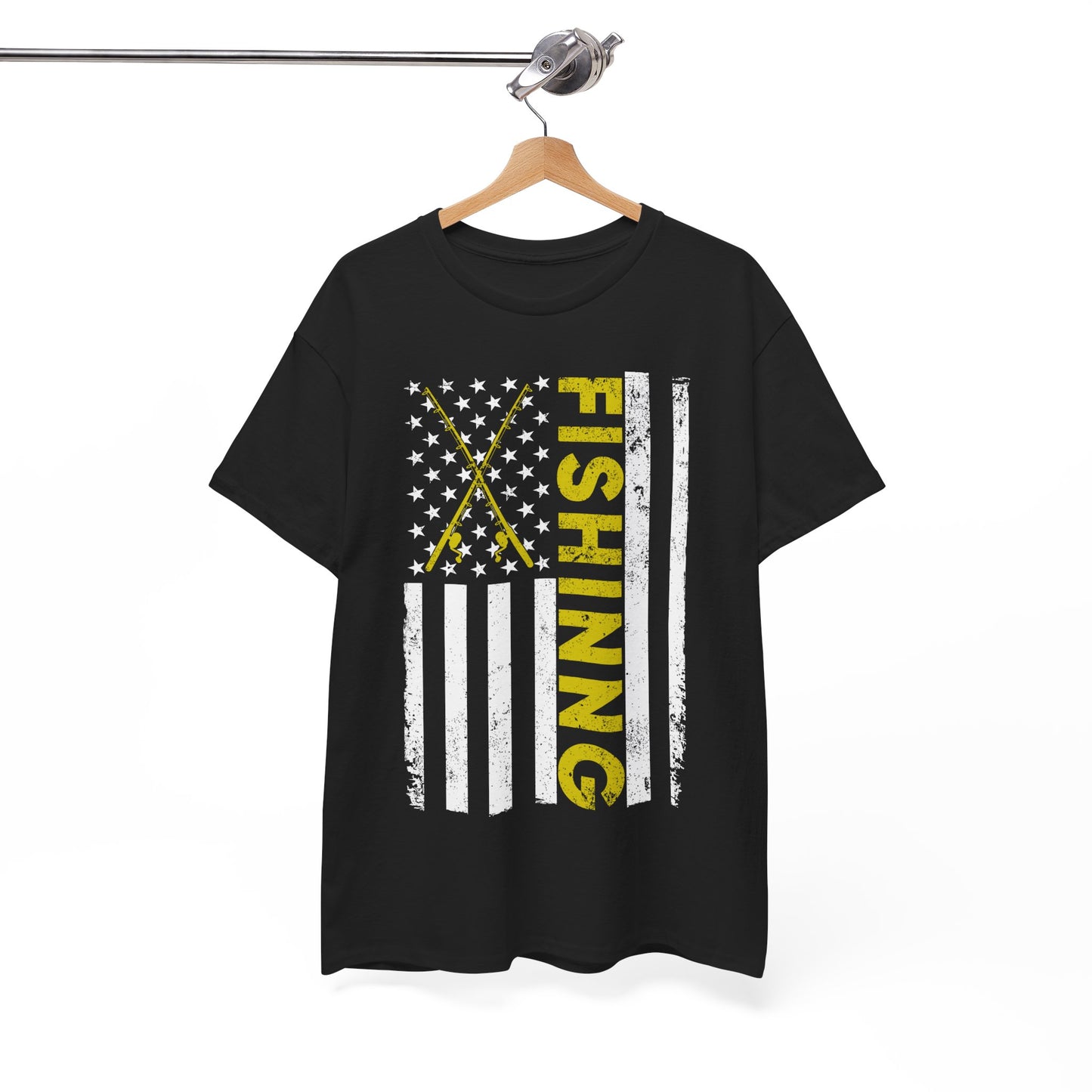 Fishing American Flag T-Shirt, Fishing Rod, Fishing Season Lovers Gift T-Shirt