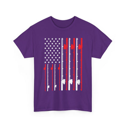 Fishing T-Shirt, Fishing Rod American Flag, Fishing Lovers, Fishing Season Fisherman Shirt