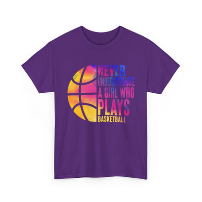 Basketball Player Shirt, Never Underestimate A Girl Who Plays Basketball Women Girls T-Shirt