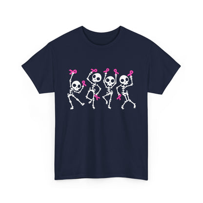 Breast Cancer Pink Ribbon T-Shirt, Dabbing Skeleton Breast Cancer Awareness T-Shirt